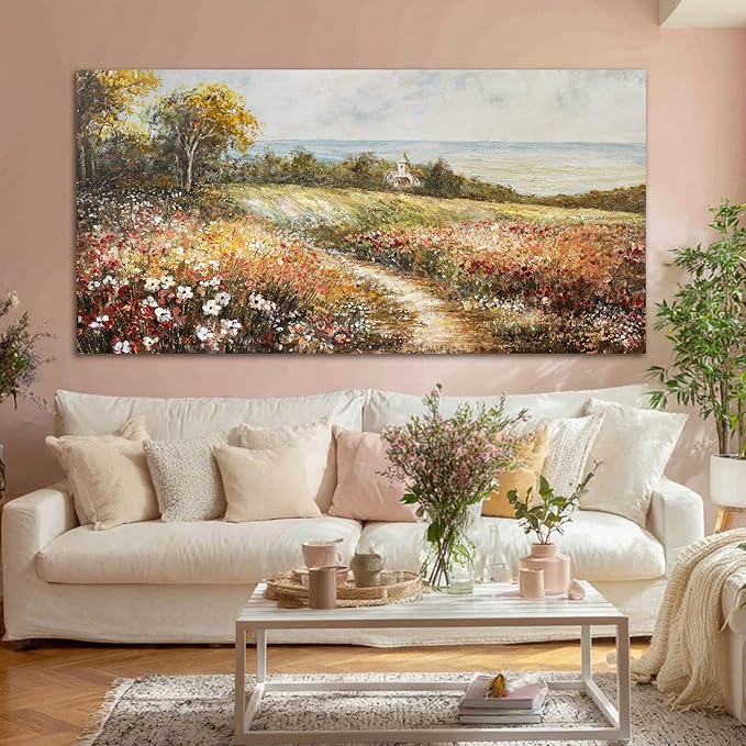 YETHEN WAL Wildflower Meadow Landscape Wall Art - Image 6