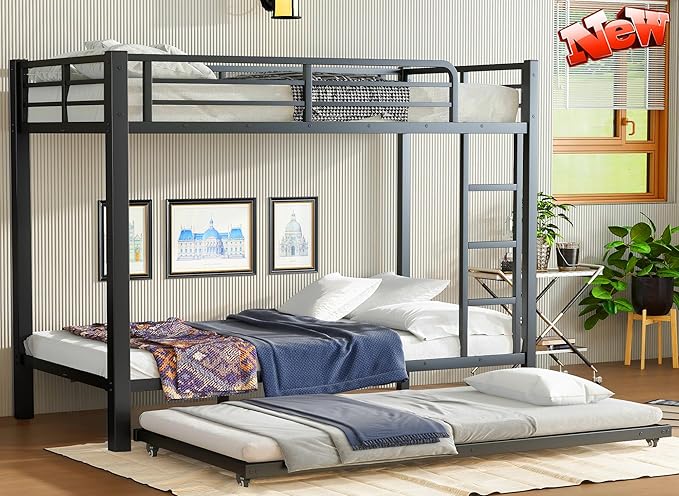 Upgraded Version Thicken Stronger Metal Heavy-Duty Twin XL Bunk Bed by SIMPLEZC