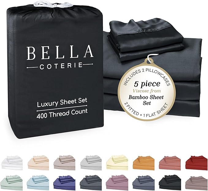Bella Coterie Luxury Bamboo Viscose Split King Size Sheet Set | 2 Fitted Sheets by BC