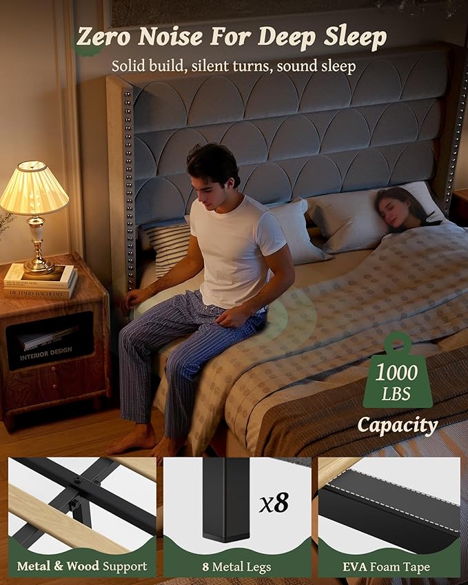 King Size Bed Frame with 56" Headboard - Image 3