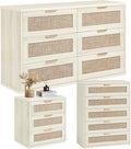 LEYAOYAO Rattan Dresser and Nightstand Sets 3, Boho Wood Dresser by LEYAOYAO-Findtheshiningpointofyourideallife%EF%BC%81