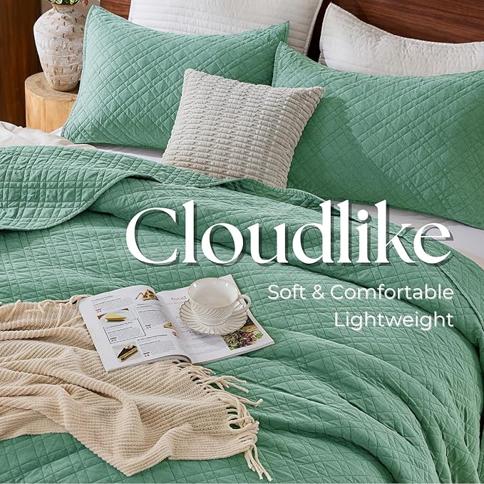 DOWN HOME Twin Quilt Set with Sham Lightweight Quilted Bedspread Coverlet Thin - Image 6