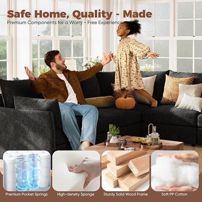 ABCASA 102.6" Modular Sectional Sofa, L Shaped Couch Set - Image 7