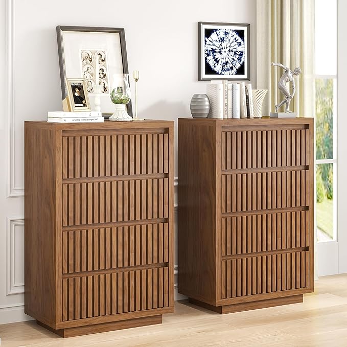 Fluted 4 Drawer Dresser, Mid Century Small Dresser - Image 6