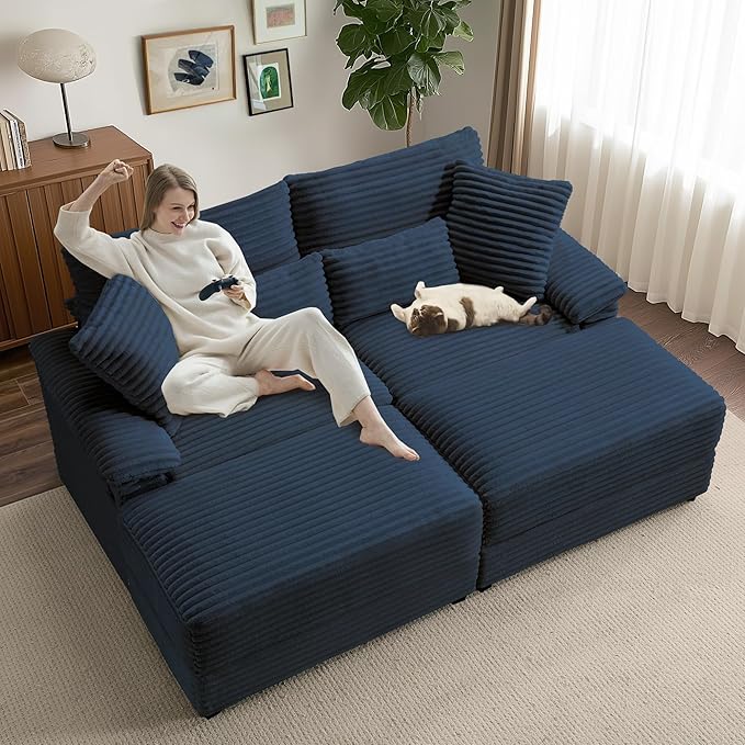 SUNWAVE 74" Double Chaise Lounge Chair Indoor, Loveseat - Image 3