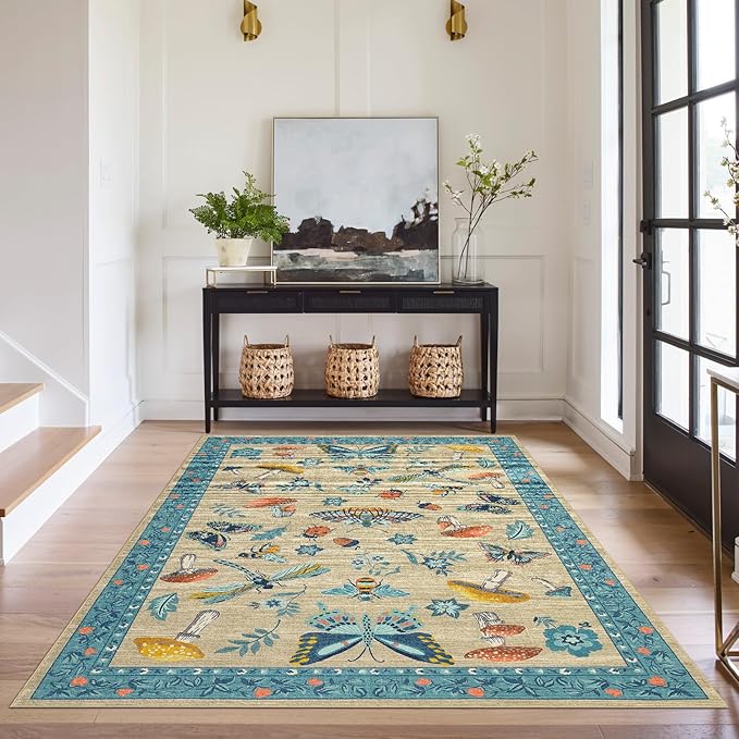 Mushroom Insect Washable Rug 5x7 Area Rugs - Image 2