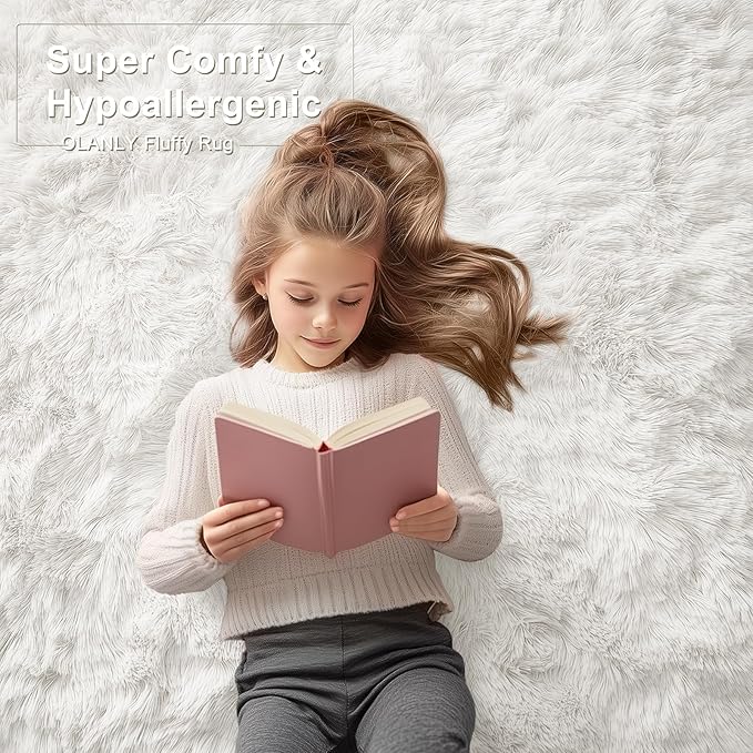 OLANLY 2x3 Machine Washable Small Bedside Rug, Soft Fluffy Shaggy Entryway - Image 8