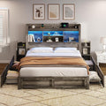 AMERLIFE Queen Bed Frame with 4 Storage Drawers, LED Bed Frame with 49“ Tall by AMERLIFE