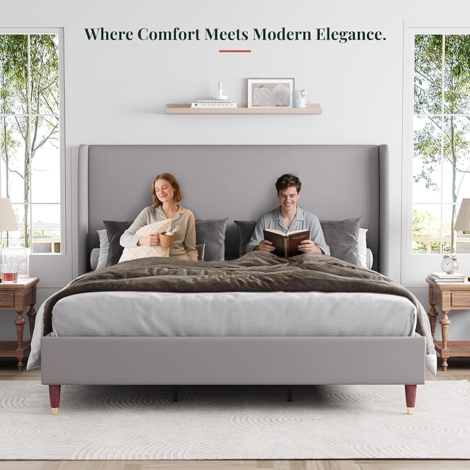 Jocisland King Upholstered Platform Bed Frame - Image 4