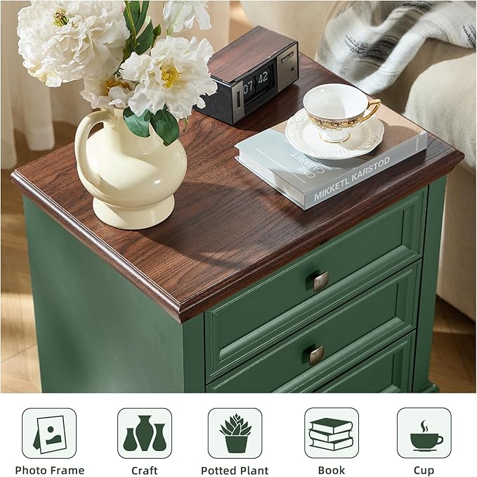 SAVOR LIFE Farmhouse Nightstand Set of 2, Rustic Accent End Table - Image 5