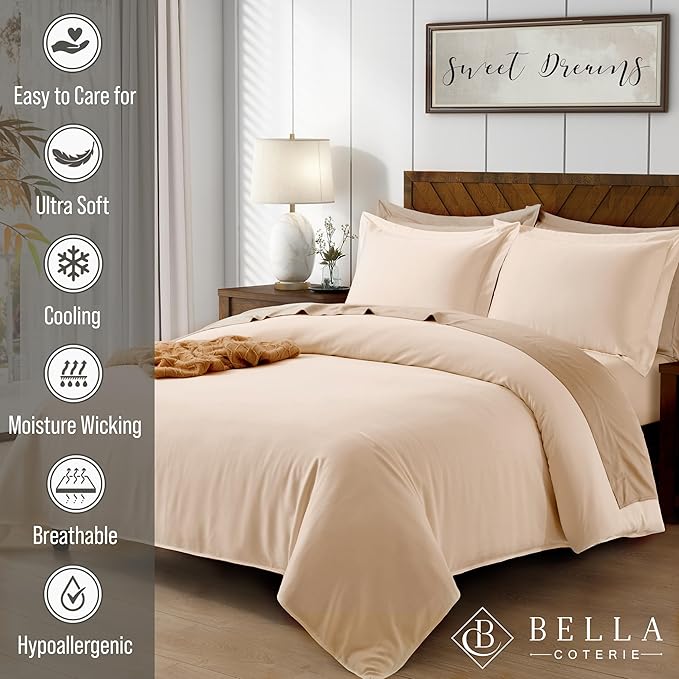 Bella Coterie Luxury Bamboo Viscose Queen Size Duvet Cover Set | 100% - Image 2