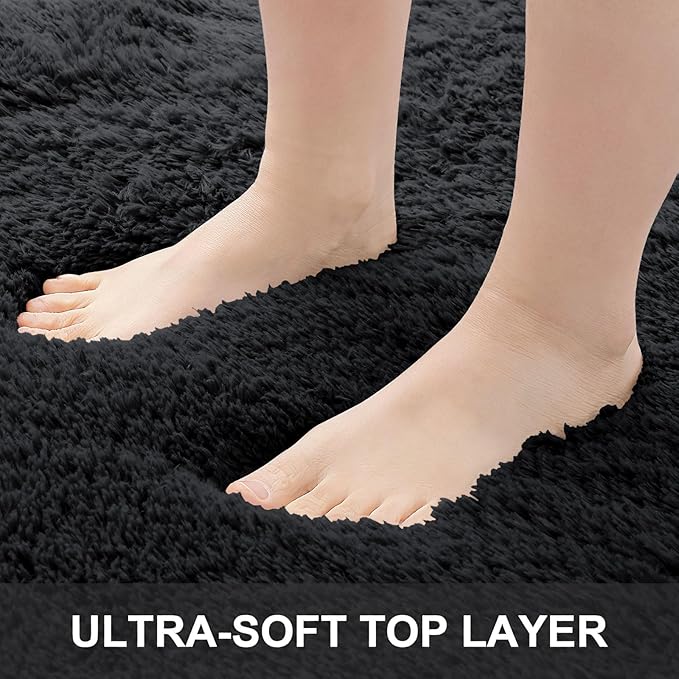 OLANLY 3x5 Machine Washable Small Bedside Rug, Soft Fluffy Shaggy Rugs - Image 4