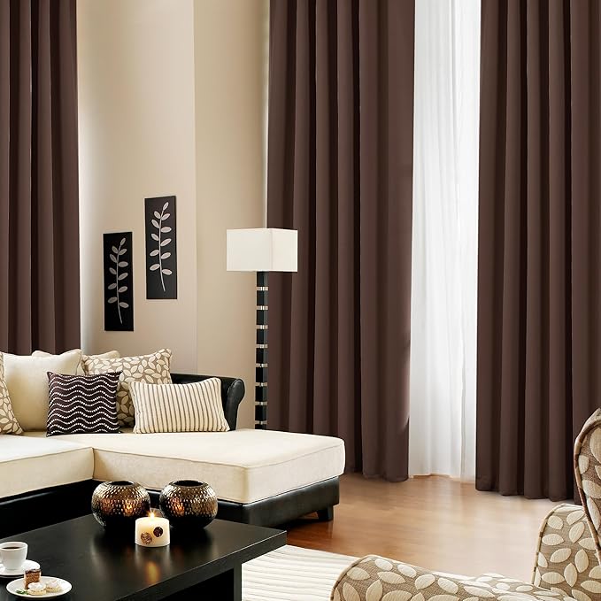 Deconovo Blackout Curtains, Thermal Insulated, W52 x L84 2 Panels, Back Tab - Image 4