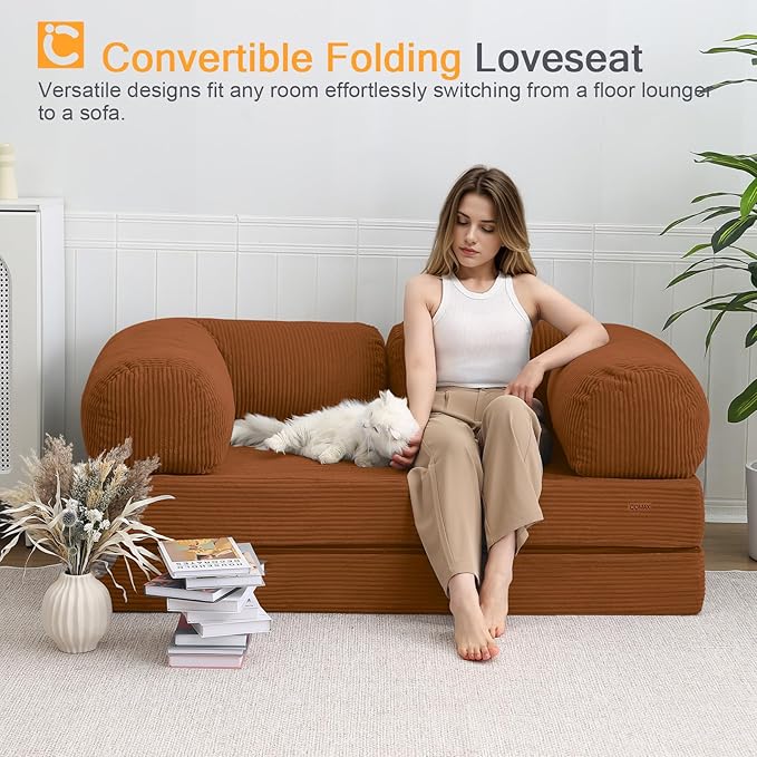 COMAX Futon Sofa Bed, 4-in-1 Floor Foldable Sofa Couch Bed Queen - Image 4