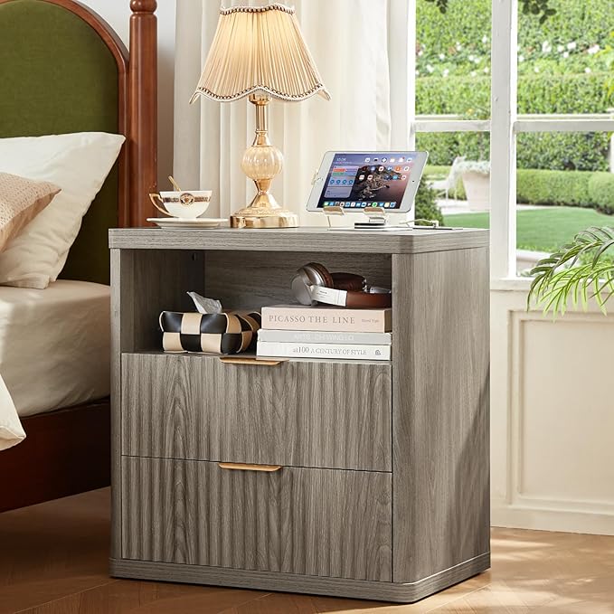 LEYAOYAO 48" Wide Fluted Dresser and 2 Drawers 23" Nightstand Set of 2 - Image 6