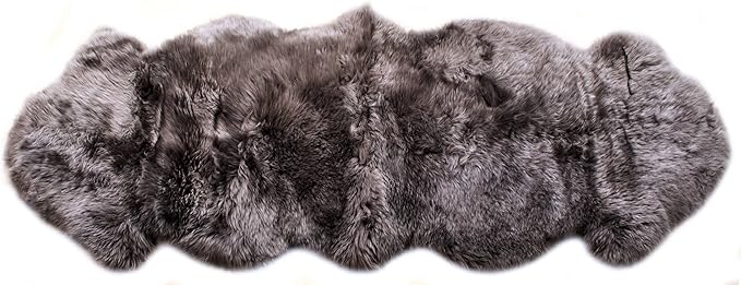 Premium Gray Sheepskin Rug Genuine Fur Bedside Runner 2x6ft - Image 9