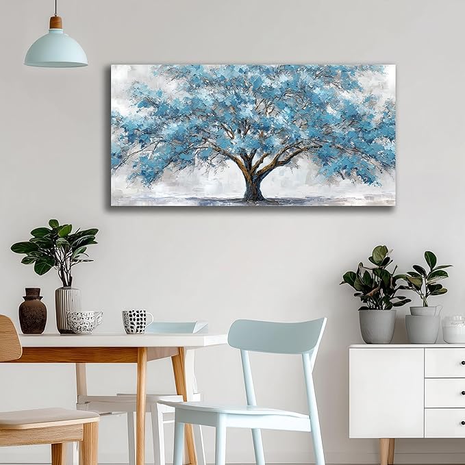 JuhaiArt Teal Wall Decor Tree Wall Art - Image 2