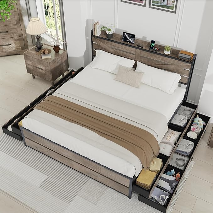 King Size Wooden Bed Frame by PAUKIN
