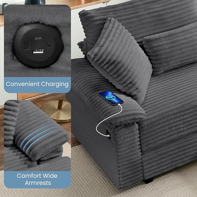 SUNWAVE 74" Double Chaise Lounge Chair Indoor, Oversized Loveseat - Image 5
