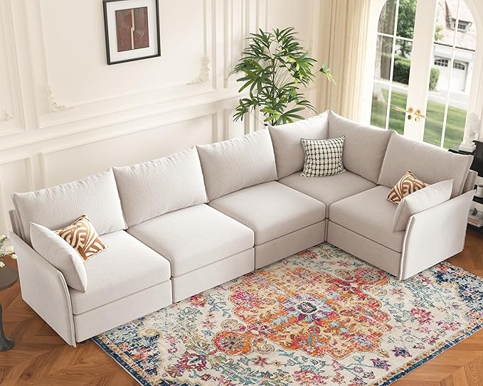 ABCASA 135.5" Oversized Modular Sectional Sofa, L Shaped Convertible Couch by ABCASA