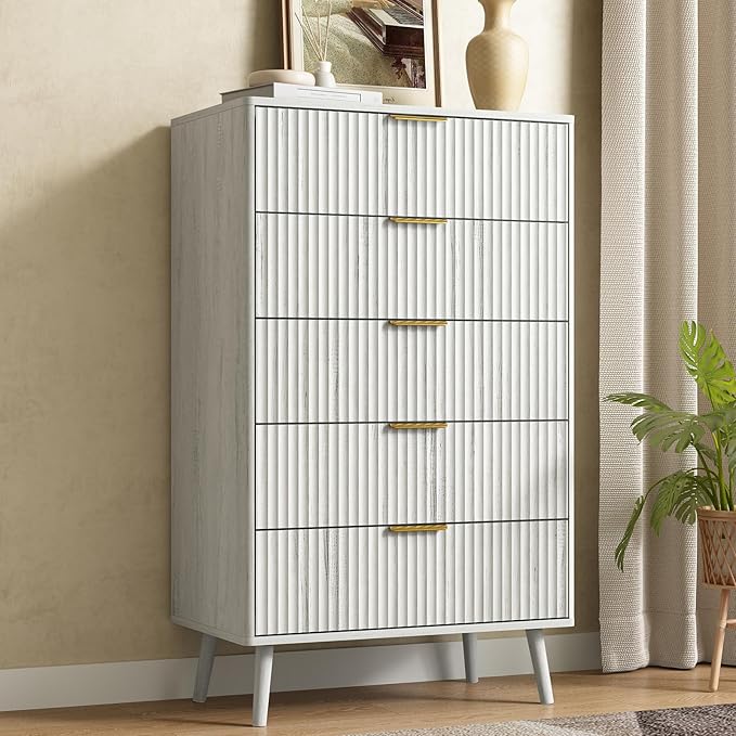 CARPETNAL Fluted 5 Drawers Dresser by CARPETNAL
