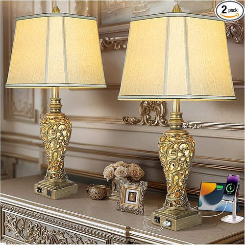 28.5'' Table Lamps Set of 2 for Living Room, Vintage Bedside Lamps by LuxSightCollection