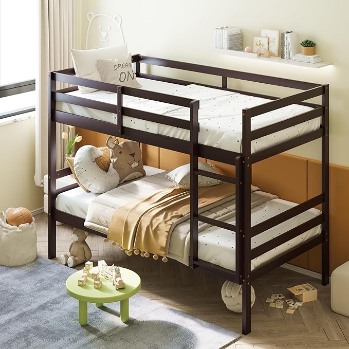 Giantex Bunk Bed Twin Over Twin, Solid Wood Bunk Bed by Giantex