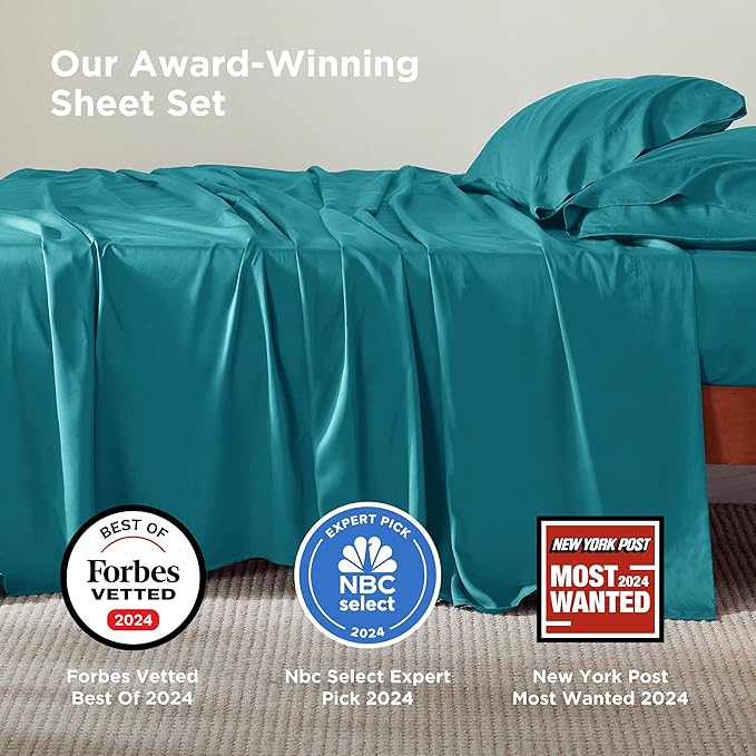 Bedsure Queen Sheet Set, Rayon Derived from Bamboo, Cooling Sheets, Breathable - Image 2