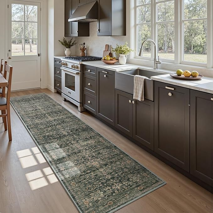 MontVoo-Vintage 2x10 Runner Rug-Soft Green Washable Runners - Image 6