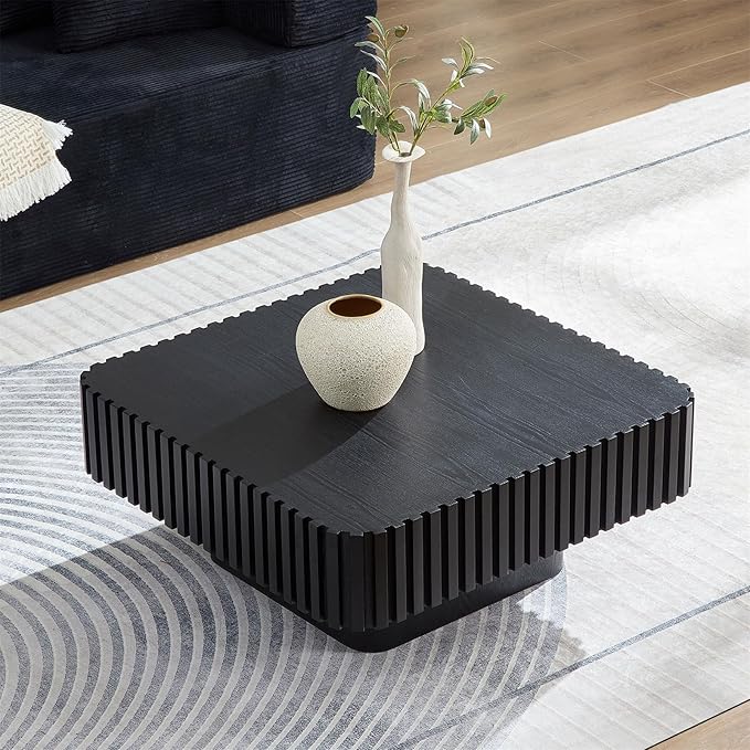 LKTART Square Coffee Table for Living Room, Accent Fluted Coffee Table - Image 8