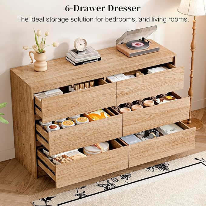 6 Drawer Dresser, Wooden Bedroom Drawer Dresser - Image 3