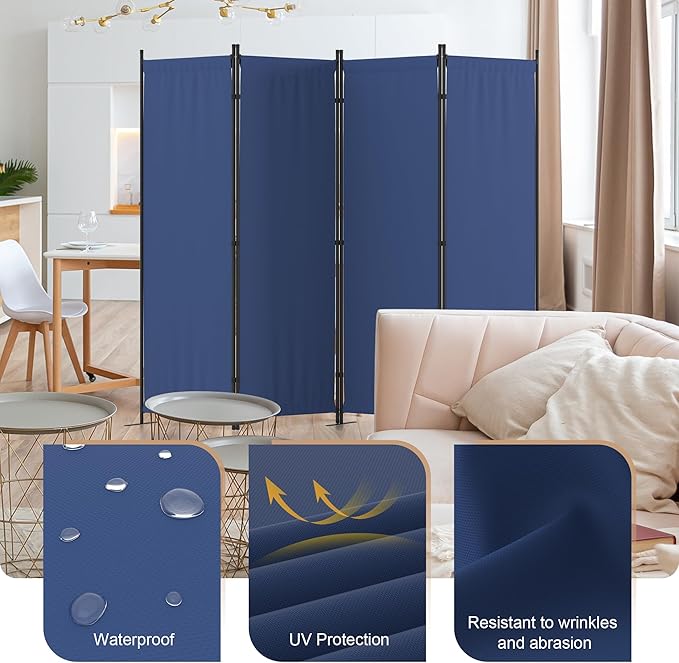 Room Divider, 4 Panel Folding Privacy Screen, 88” Portable Separating - Image 3