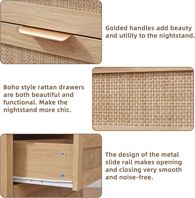 LEYAOYAO 31.5" Wide Rattan Night Stand - Image 8