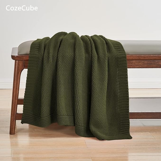 CozeCube Olive Green Throw Blanket - Image 4