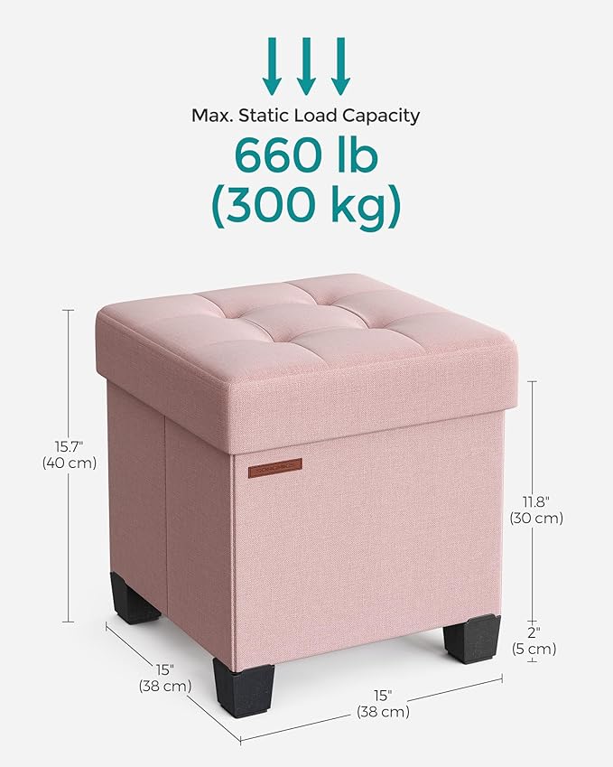SONGMICS Storage Ottoman, Small Ottoman Foot Rest - Image 2