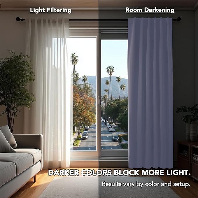 Deconovo Room Darkening Curtains Solid Back Tab and Rod Pocket Curtains Thermal - Image 3