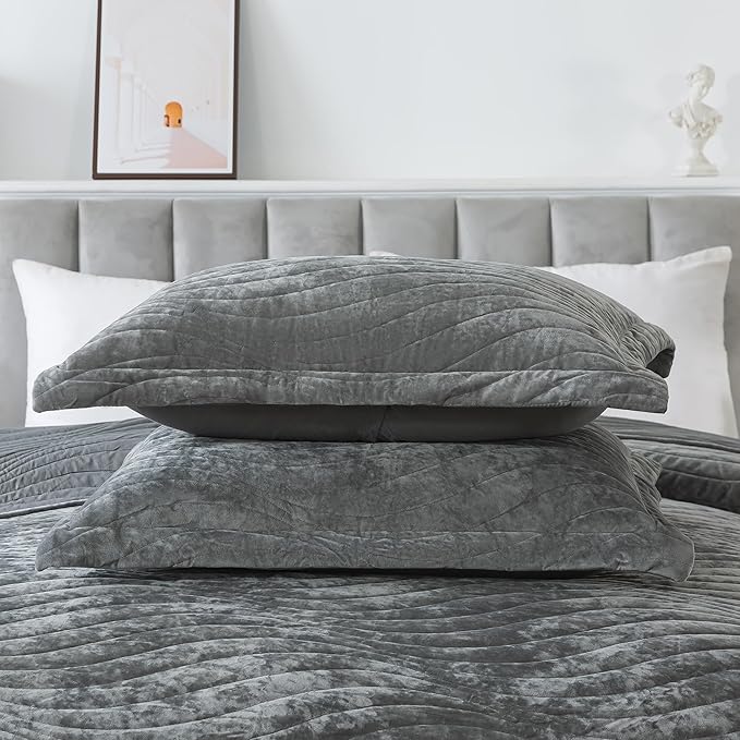 HoneiLife Velvet Quilt Sets King - Image 5