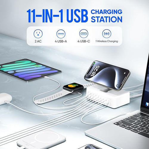 11-in-1 Charging Station USB-C Power Strip, 300W USB C Charger Block, 2AC - Image 2