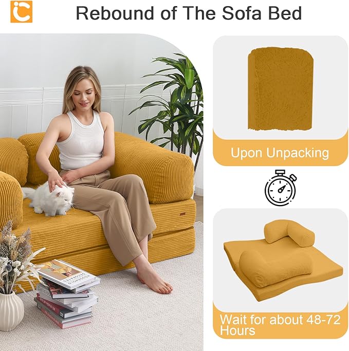 COMAX Folding Sofa Bed, 4-in-1 Convertible Foldable Floor Couch Futon Sofa - Image 9