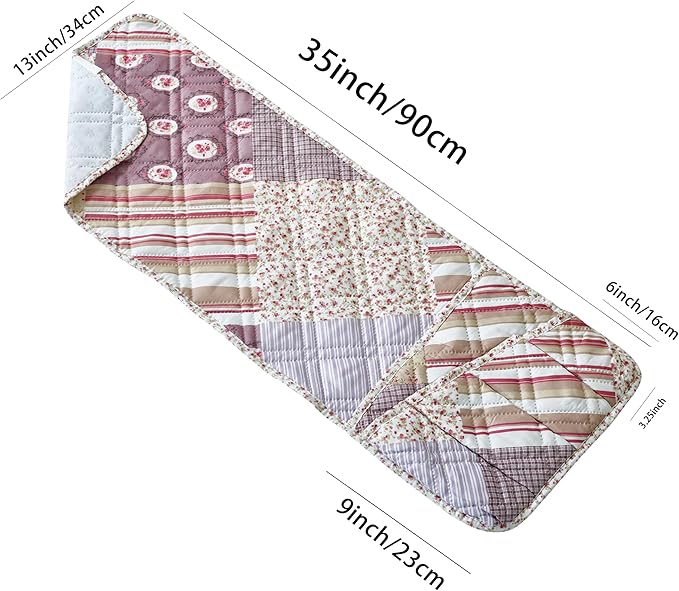 Brilliant Sunshine Pink Rosette and Stripes Patchwork Couch Armrest 5 Pockets - Image 5