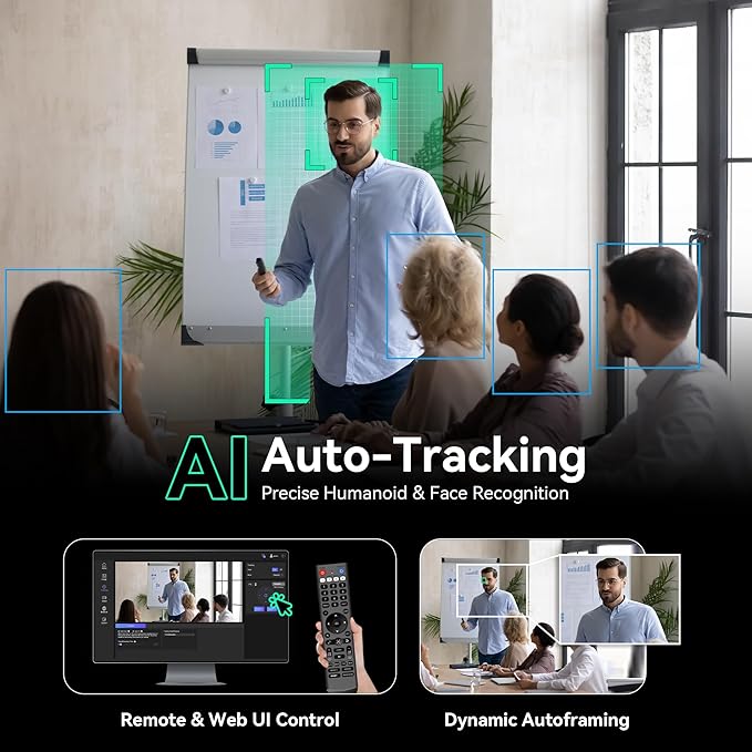 Tenveo NDI PTZ Camera AI Humanoid & Face Auto-Tracking, HDMI/LAN/USB3.0 PoE PTZ - Image 4