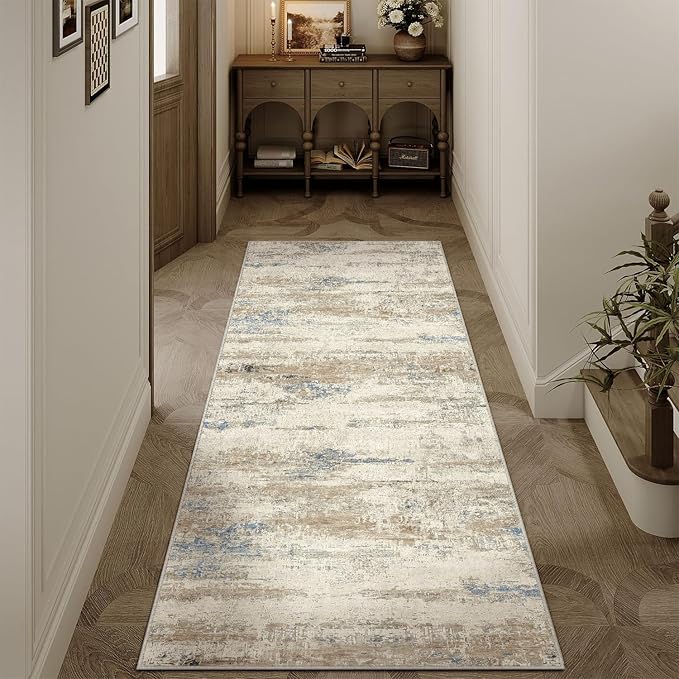 2x6 Runner Rug Hallway Kitchen Washable Abstract Neutral Modern Small Long - Image 3