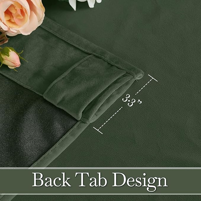 RYB HOME Elegant Green Velvet Curtains 84 inches Long, Light Blocking, Thermal - Image 3