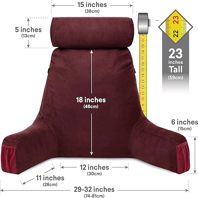 Husband Pillow Medium Aspen Edition Arizona Maroon, Sit Up Reading & Bed Rest - Image 3