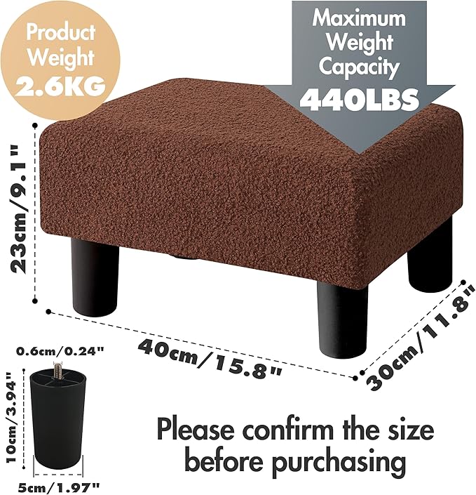 BRIAN & DANY Small Foot Stool Ottoman, Footstool - Image 2