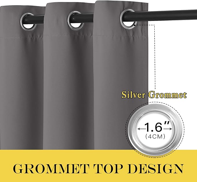 NICETOWN Grey Blackout 102 inch Curtain - Image 2
