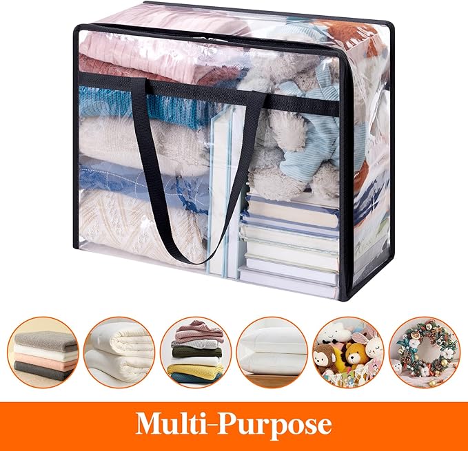 Lifewit 3 Pack Clear Clothes Storage Bags, 40L Plastic Blanket Storage Bag - Image 5