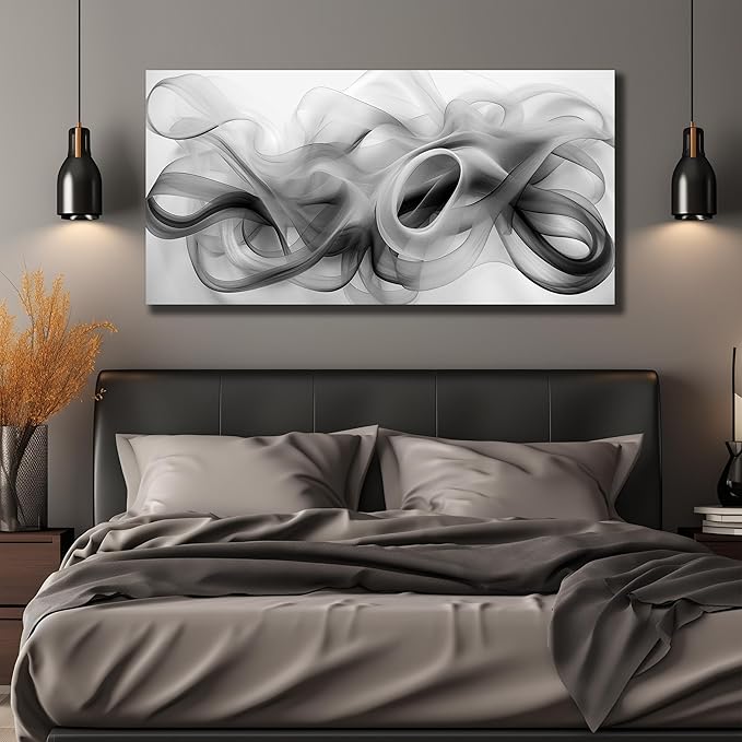JuhaiArt White Canvas Wall Decorations Black Wall Art Large Abstract Canvas - Image 5