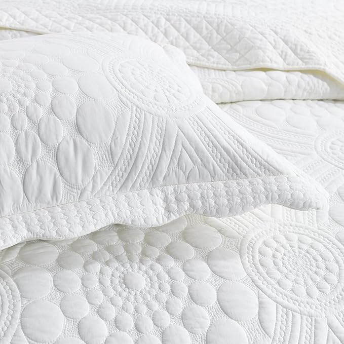 MarCielo 3-Piece 100% Cotton Oversized Bedspread Lightweight Quilt Coverlet - Image 6