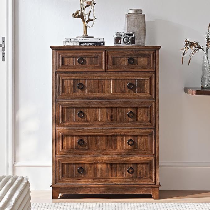 Farmhouse 6 Drawer Dresser for Bedroom, Rustic Wood Dresser - Image 6